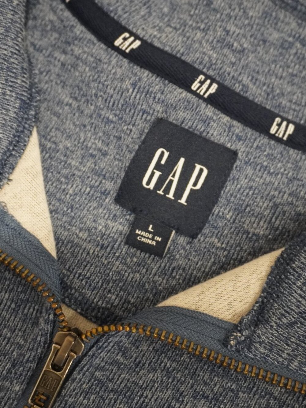 GAP Men's Heather Slate Quarter-Zip Pullover Sweater Size Large